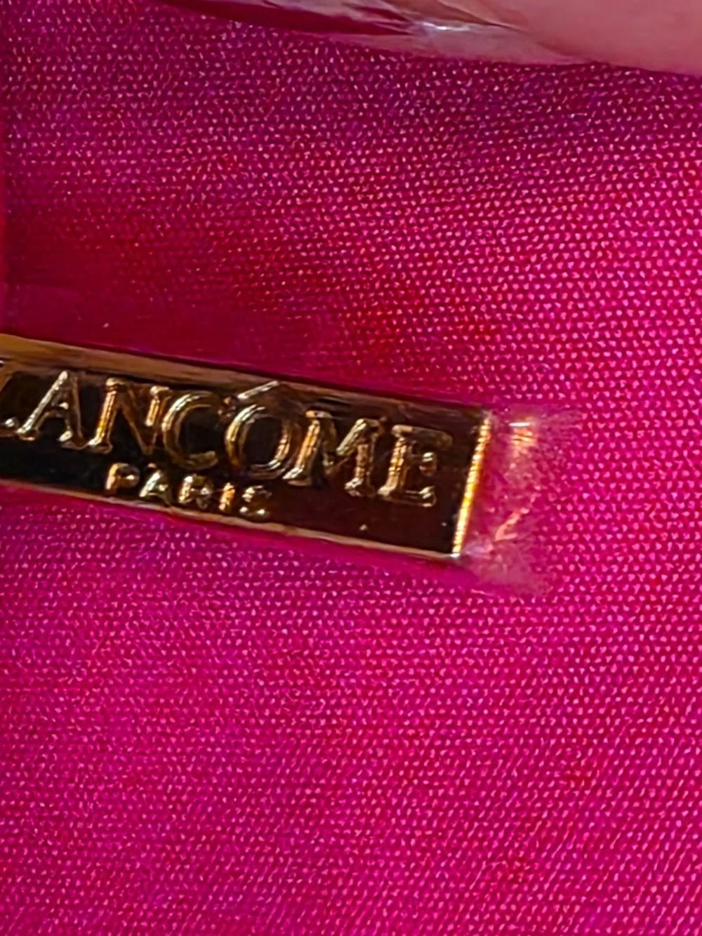 Lancôme Hot Pink Cosmetic Pouch with Gold Plate